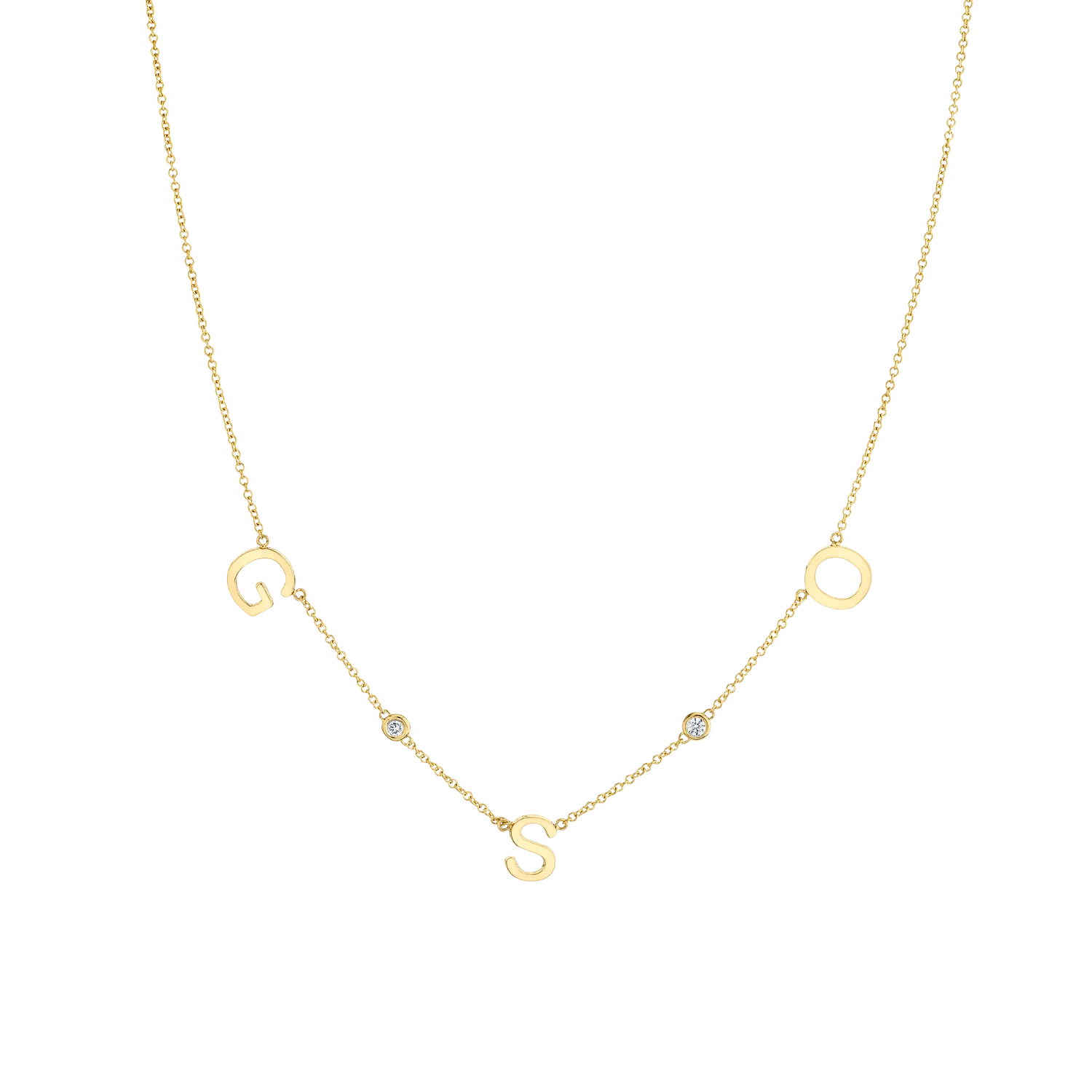 Triple Letter Diamond Bezel Necklace
