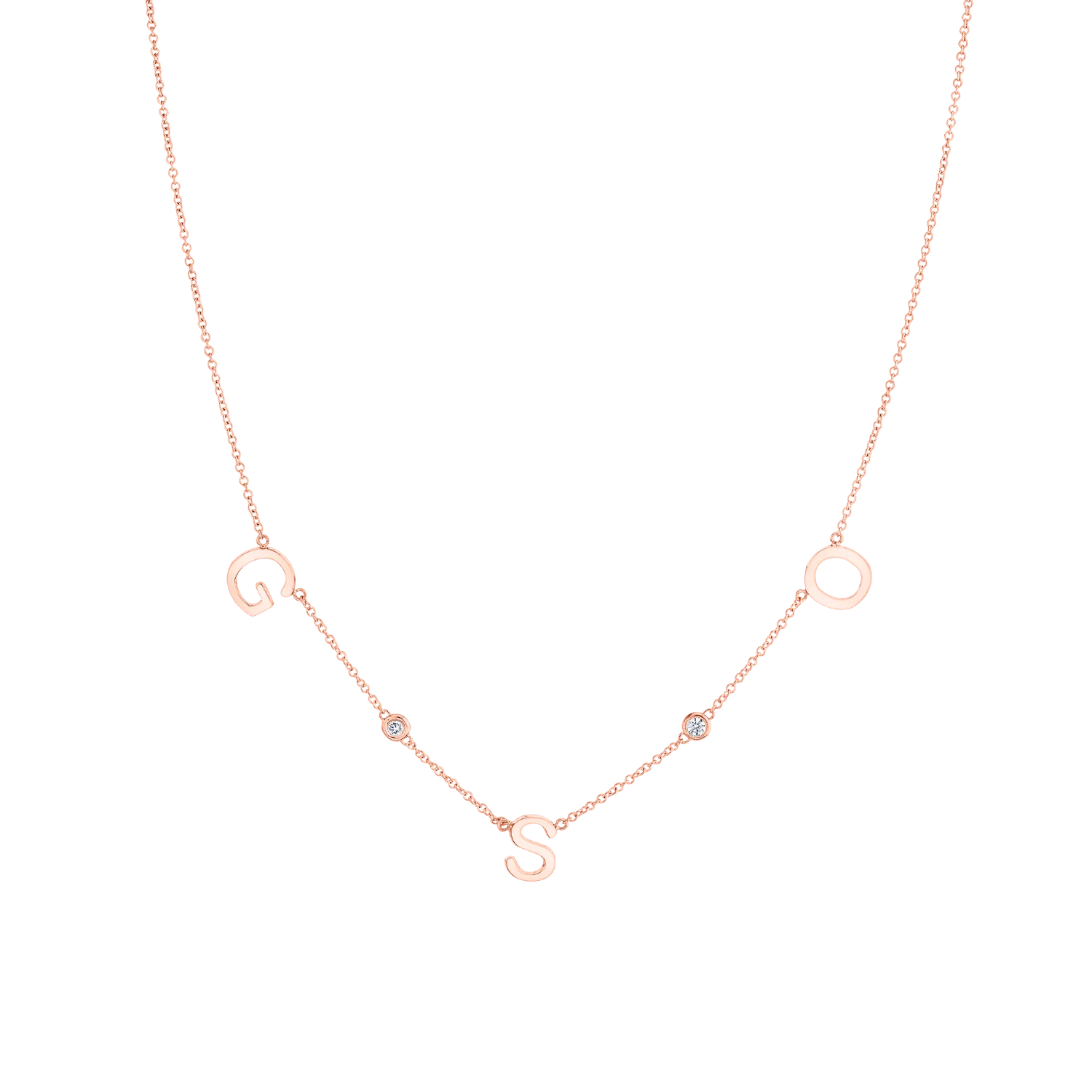 Triple Letter Diamond Bezel Necklace