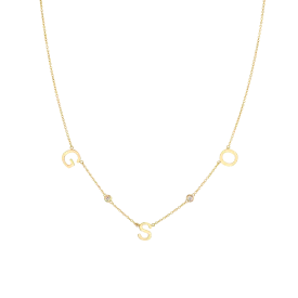 Triple Letter Diamond Bezel Necklace