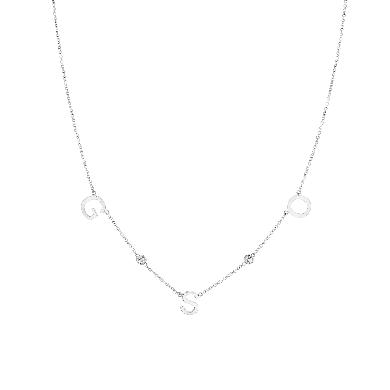 Triple Letter Diamond Bezel Necklace