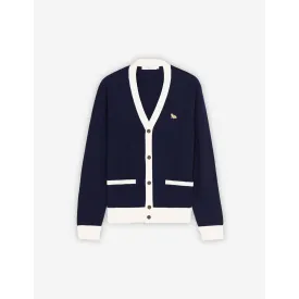 Unisex Baby Fox Patch Bi-Color Classic Cardigan - Navy