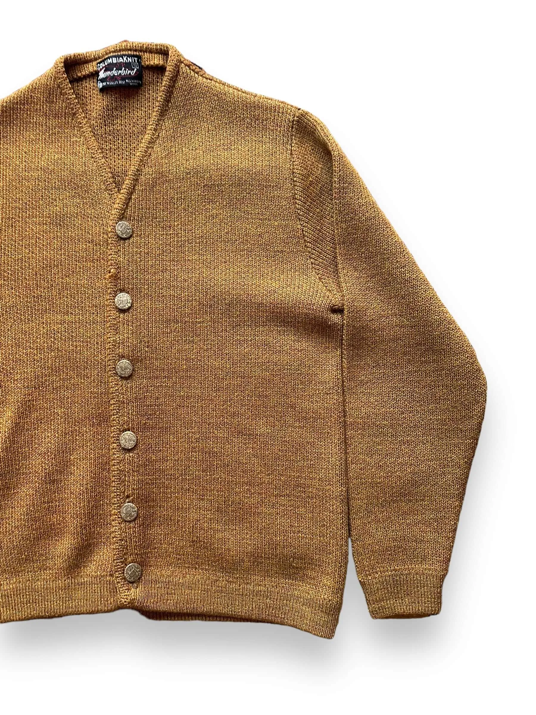Vintage 1950s Columbia Knit Thunderbird Gold Wool Cardigan SZ S