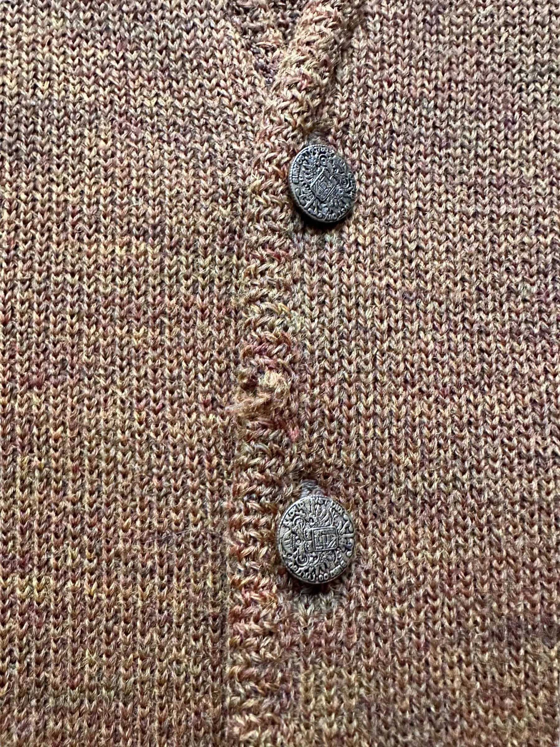 Vintage 1950s Columbia Knit Thunderbird Gold Wool Cardigan SZ S