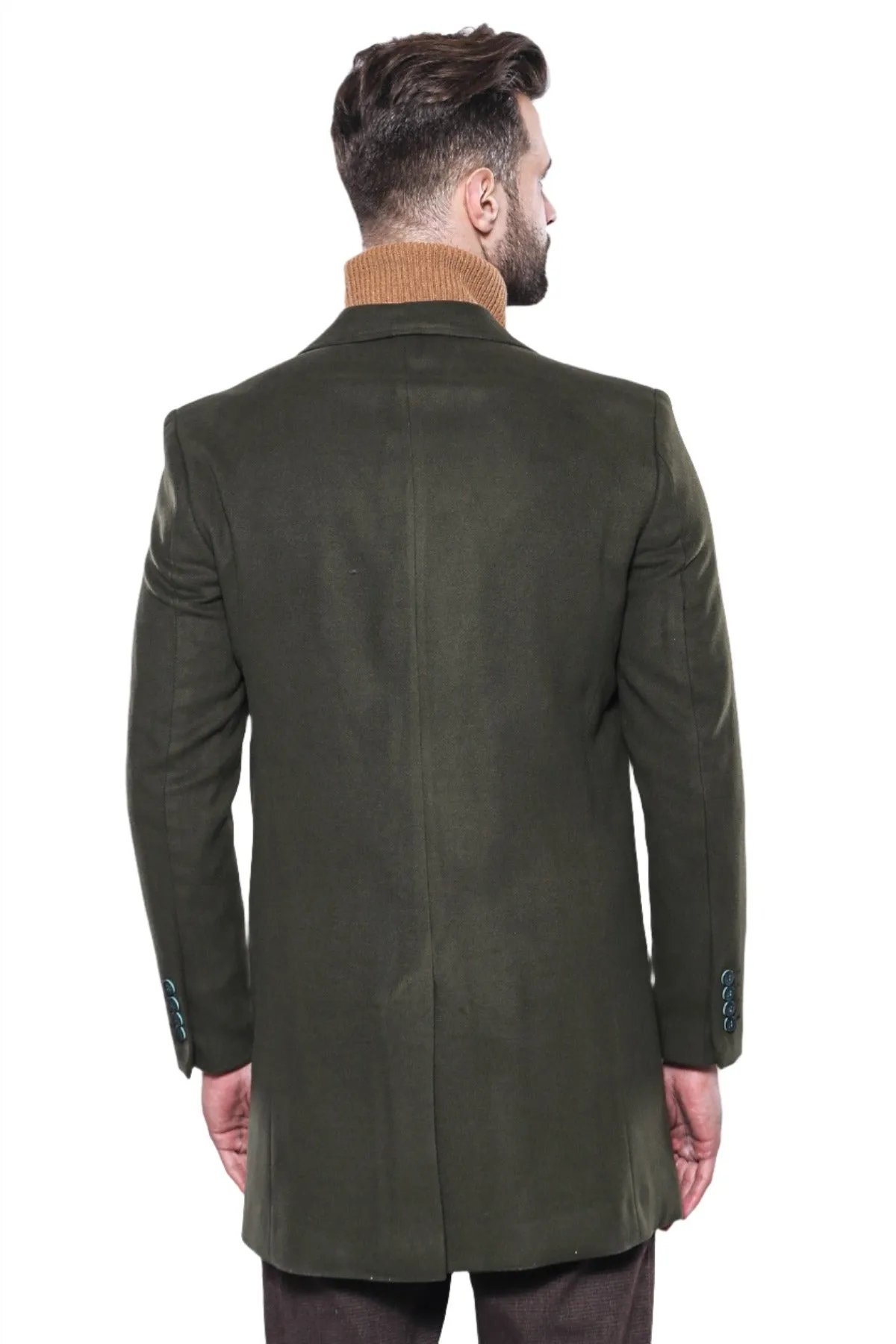 Wide Lapel Green Men Peacoat - Wessi