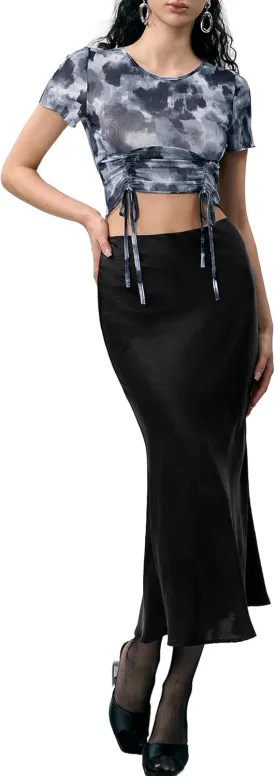 Women's Long Wrap Skirt - Solid Color Chiffon Maxi Skirts for Women High Waisted Elegant Flowy Skirts