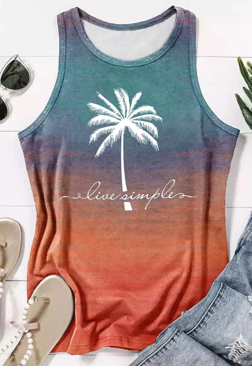 Womens Mandala Vintage Graphic Racerback Tank Tops Summer Casual Loose O-Neck Tanks Vest Vacation Classic-Fit Shirt Cami