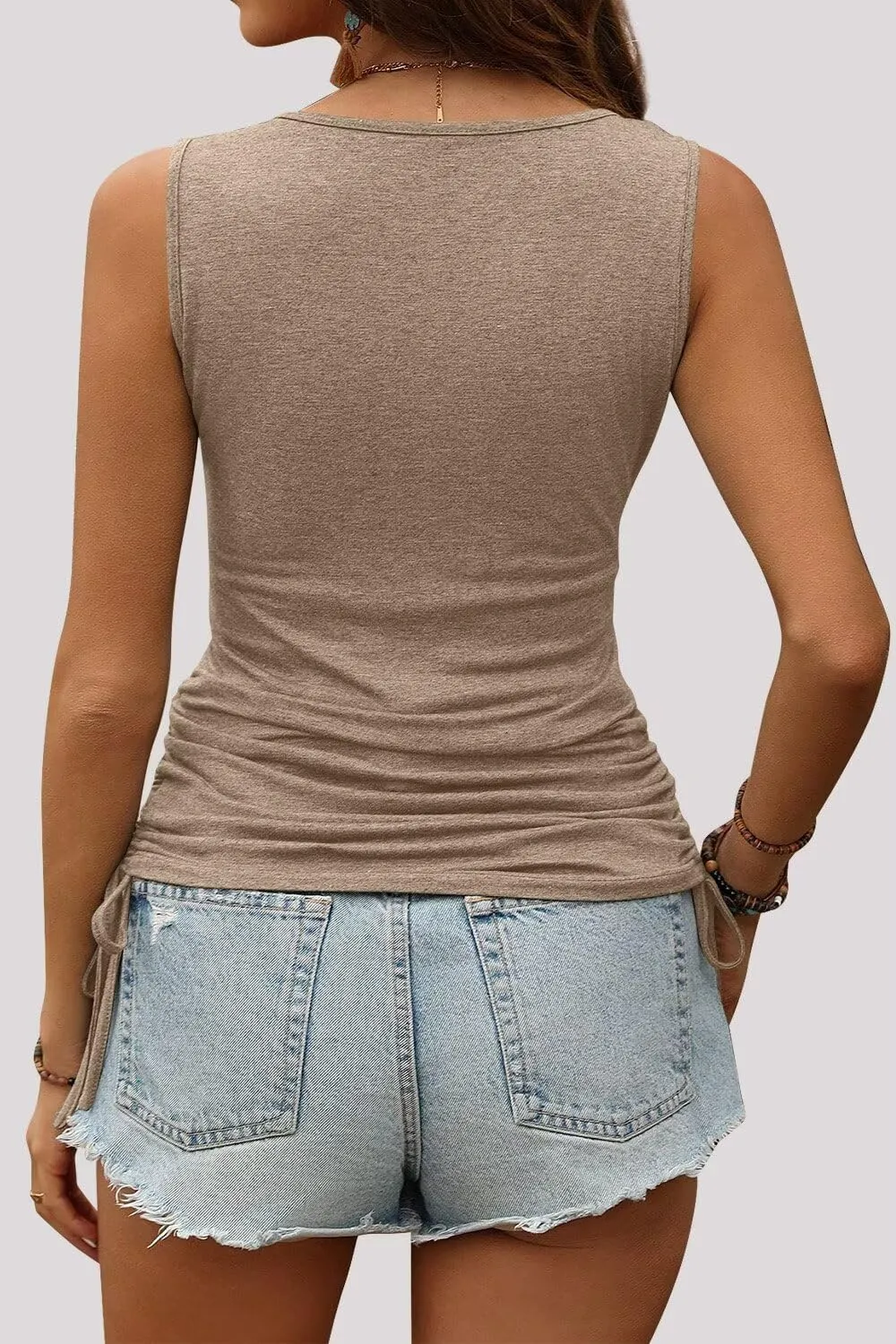 Women's Summer Tank Top, Casual and Trendy Sleeveless Outfit Loose Fit Clothes V Neck Shirt for 2025 Beach Vacation