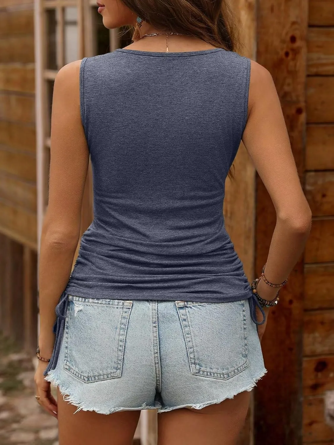 Women's Summer Tank Top, Casual and Trendy Sleeveless Outfit Loose Fit Clothes V Neck Shirt for 2025 Beach Vacation
