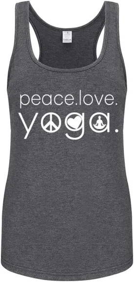 Workout Tank Tops for Women-Womens Peace Love Yogo Funny Saying Fitness Gym Racerback Sleeveless Shirts