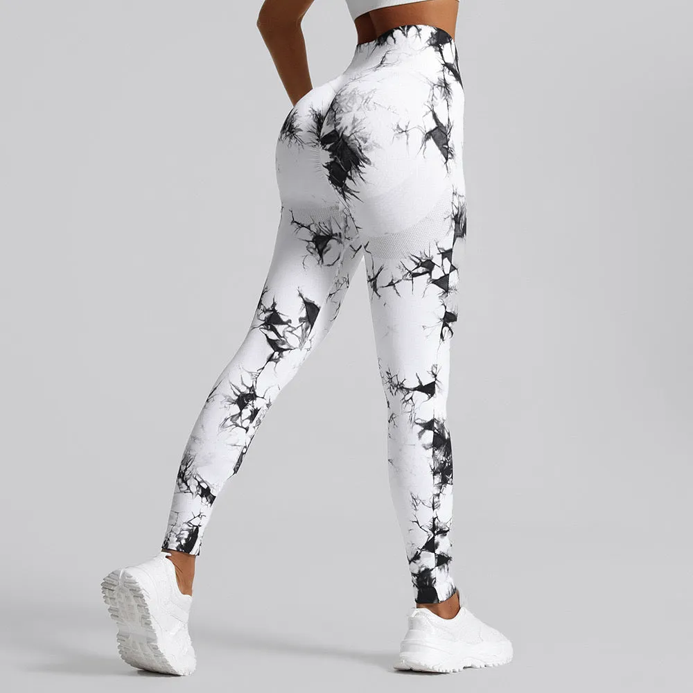 Yoga Trendy Sport Lifespree Seamless Tie Dye Sports Leggings.